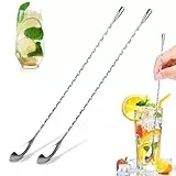 2 Stück Barlöffel-30.5cm-Rühroffel Langer Cocktail Rührer Gin Löffel aus Edelstahl Professioneller Cocktailrührlöffel con Spiralmuster für Martinis, Kaffee, Bar, Cocktail Shaker