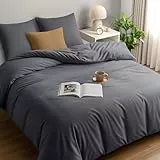 Utopia Bedding Bettwäsche 200x200 Set - Mikrofaser Bettbezug 200x200 cm + 2 Kissenbezüge 80x80 cm - Grau