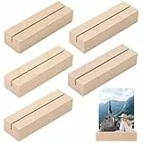 WISYOK Kartenhalter Holz, 5 Stück Tischkartenhalter, Kartenständer Holz, Postkartenhalter, Holzständer, Menükartenhalter, Fotohalter für Hochzeiten, Partys und Bankette (10 x 3 x 2cm)