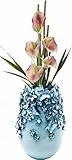 Kare Design Deko Vase Butterflies, hellblau, Keramikvase für Kunstpflanzen, Schmetterling Motiv, 35cm