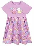 Peppa Pig Mädchen Kleid | Baumwolle Kleider Für Mädchen | Kurzarm Sommer Skaterkleid | Lila 104