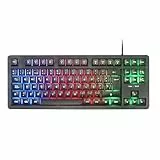 Mars Gaming MK023, Gaming Tastatur TKL, Hybrid H-Mech Technologie, FRGB Regenbogenbeleuchtung, Anti-Ghosting, Universelle Kompatibilität, Schwarz, Spanische Sprache