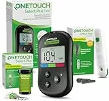 OneTouch Select Plus Flex® Blutzuckermesssystem für Diabetes (Zucker-Krankheit) I 1 Blutzucker-Messgerät (mg/dL) + 40 Teststreifen + 1 Stechhilfe + 40 Lanzetten im Etui (inkl. Batterie)