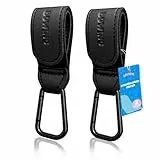 Bdwing 2 Stück Kinderwagen Haken für Taschen Wickeltaschen, Leder Universelles Kinderwagen Zubehör Kinderwagenhaken für Stroller, Kinderwagen, Anhänger, Rollator, Fahrradanhänger(Schwarz)