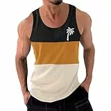 UHouse Tank Top Herren Freizeit Tank Top Farbblock Tank Tops Fashion Tank Top Leichte Top Baumwolle Muskelshirt Leicht Achselshirt Hawaii Ärmellose Tshirt Angebote des Tages Heute Gold L