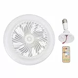 Elprico E27-Deckenventilator mit Beleuchtung, 30-W-Sockel-Deckenventilator mit Fernbedienung, Flacher Deckenventilator für Kleine Räume, Schlafzimmer, Heimbüro