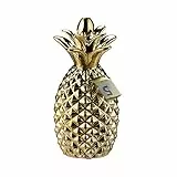 Relaxdays 2 x Spardose Ananas, Sparbüchse in angesagtem Ananas Design, Münzen & Scheine, Deko Ananas, HxD 24 x 10,5 cm, Gold