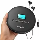 MangoKit CD-X Tragbarer CD-Player mit Bluetooth – Wiederaufladbarer Akku, MP3-Wiedergabe, Anti-Schock-Schutz, AUX für Auto – Persönlicher CD Player für Zuhause, Reisen, Hörbücher & Sprachle