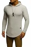 Leif Nelson Herren Kapuzenpullover Slim Fit Hoodie Sweatshirt mit Baumwollanteil – Langarm Pullover LN8128 Signalgrau Large
