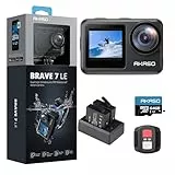 AKASO Brave 7 LE Action Cam 4K30FPS 20MP mit U3 64GB Speicherkarte Unterwasserkamera IPX7 Wasserdicht EIS 2.0 Dual Screen 40m WiFi