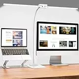EppieBasic 24W Doppelkopf Schreibtischlampe LED Dimmbar mit Metallbasis, 80cm Groß Schreibtischlampe für Homeoffice, Augenschutz Schwanenhals Büro Tischlampe, Monitor Lampe, Tageslichtlampe - Weiß