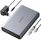 ORICO Aluminium Festplattengehäuse 3,5 Zoll USB C 3.2 6Gbps Externes HDD Gehäuse für 2,5'/ 3,5' SATA HDD SSD Maximal 20 TB mit USB C/A 2-in-1 Kabel, Unterstützt UASP,12 V/ 2A Netzteil (DD35C3)