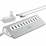 Hub USB mit Netzteil 10Gbps, intpw 10 Ports USB 3.1 Hub mit 36W Power Adapter, Typ A und Typ C Kabel, Aluminium USB Hub Aktiv Pour Ordinateur Portable, MacBook et Ordinateur de Bureau