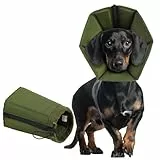 KONVINIT Halskrause Hund Weich Halskrause für Hund Hundekragen Leckschutz Hunde Halskrausen Faltbar Wasserabweisend Lärmarm–ideal für Welpen & ängstliche Hunde,Dog Cone Collar for After Surgery,Grün,S