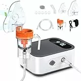 Sentasi Inhaliergerät für Erwachsene mit LED Digitalanzeige Leises Vernebler inhalationsgerät Kompressor Kinder Baby, Elektrische inhalator mit Mundstück Maske (Grau + Weiß)