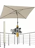4smile Sonnenschirm Balkon SunnyShade 3-in-1 SET in Beige - UPF 50+ Sonnenschirm rechteckig 200 x 125 cm + Sonnenschirmhalter Balkongeländer + Sonnenschirmhülle