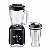 Braun PowerBlend 1 JB1051BK - Standmixer mit 1,5 l Glas-Mixaufsatz inkl. To-Go-Becher, Küchenhelfer zum Zerkleinern, Pürieren & Mixen, Ice-Crush-Funktion, 2 Geschwindigkeiten, Schwarz