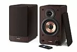 SHARP CP-SS30(BR) 60W RMS (2 x 30W) 2-Wege aktive Regallautsprecher – Kabellose Studiomonitore mit Bluetooth v5.0 Audiostreaming, USB-Wiedergabe, optischem Eingang, AUX- und RCA-Eingang – Braun