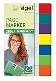 SIGEL HN677 Haftmarker Transparent, 7 Farben, 280 Streifen im Format 12 x 50 mm, aus Papier