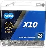 Fahrrad Kette, KMC Fahrradkette, X10 Grey, 1/2' x 11/128', 114 Glieder, 10-fach, kompatibel mit Shimano / Sram / Campagnolo, grau