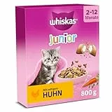 WHISKAS Junior Trockenfutter für Katzen 5 x 800g mit Huhn