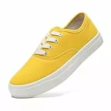 sharllen Damen Herren Canvas Sneaker Stoffschuhe Low Top Atmungsaktive Turnschuhe Freizeitschuhe Segeltuchschuhe(Yellow 230)