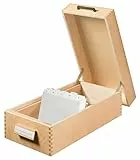 HAN Holz-Karteikasten für 1500 DIN A6 quer Karteikarten inkl. 1 Metallblattstütze, mit Beschriftungsfeld und Metallboden, FSC zertifiziertes Holz, hochwertige premium Qualität, 1006, Naturholz