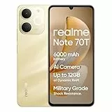 realme Note 70T 4G Smartphone, 4+128GB, 6000mAh Massive Battery, 7.94 mm Ultra Slim, T7250 Octa-Core Chipset, Up to 4+8GB Dynamic RAM, Next AI, Charger not Included, Gold