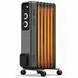 COWSAR Ölradiator energiesparend, Schnelle Wärme, 3 Heizstufen mit Rollen, Kipp- und Überhitzungsschutz,1200w für Wohnzimmer & Schlafzimmer, Edelgrau