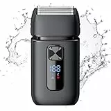 Brightup folienrasierer herren elektrisch, elektrischer rasierer mit Bartschneider & Aufbewahrungstasche, Nass- und Trockenrasierer, USB-C-Ladekopf, LED-Anzeige, Reiseschloss
