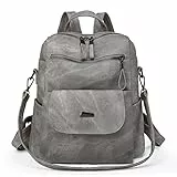 Puwuzixi Frauen Rucksack Wasserdicht Anti-Diebstahl Leichtgewicht PU Mode Reisen Mehrzweck Cabrio Geldbörse Umhängetasche Handtasche Rucksack（Grey）