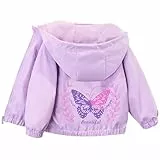 SXSHUN Kinder Übergangsjacke Mädchen Baby Jacke mit Kapuze Dünn Windjacke mit Schmetterlingsmuster Outdoor Kinderjacke, Lila, 86-92