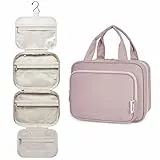 Narwey Kulturtasche Damen Kulturbeutel zum Aufhängen Waschtasche Gross Kosmetiktasche Groß Waschbeutel Kosmetik-Organizer für Damen Mädchen (Altrosa)