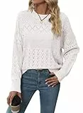 BLENCOT Damen Pullover Herbst Rundhals Langarmshirt Leichtes Lose Sweatshirt Elegant Winter Strickpullover Tops