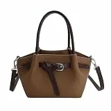 Koreanische Retro Umhängetasche mit Farbblockierung, PU Handtasche mit Magnetverschluss und verstellbarem Riemen für organisiertes tägliches Tragen Magnetverschluss