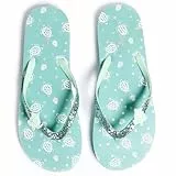 Ataiwee Mädchen Flip Flops - Kinder Strand Tier Obst Print Sommer Zehentrennung Flache Sandalen.(2002001,GN/HG,30.5)
