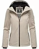 MARIKOO leicht gefütterte Damen Übergangsjacke kurz Outdoor-Jacke mit Jersey-Innenfutter und großer Kapuze Brombeere Bone Gr. M