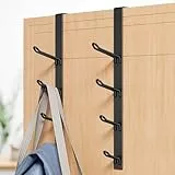 niffgaff 8 Haken über der Tür, vertikaler Handtuchhalter, Türhaken, Türaufhänger, für Handtuch- und Kleiderbügel, Schwarz, 2 Stück