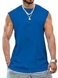 Tank Top Herren Ärmelloser Muskelshirt Workout Sport Fitness T Shirts Männer Gym Tops Trägershirts Tee Top für Men Blau 2XL