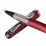 Tintenroller mit flüssiger Tinte,Metallstift, sanftes Schreiben, stilvolles Design, müheloses Schreiben, Luxus-Stifte mit Geschenketui für Männer und Frauen mit 2 Minen (Rot)