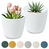 PECZEKO Blumentopf matt, Pflanzkübel aus Übertopf Kunststoff Dekorativer Topf für, groß Pflanzen 2X blumenkübel Set, blumenkübel kräutertopf, (2 Pack) Weiß, ø 26 cm