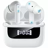 Bluetooth Kopfhörer in Ear, 6 Mikrofone ENC Noise Cancelling für Klarere Anrufe, Kopfhörer Kabellos Bluetooth 5.4 HiFi Tiefer Bass, USB C Kopfhörer, 48 Std, LED, IPX7 Wasserdicht Sport Ohrhörer Weiß