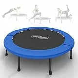 Physionics® Mini Trampolin - Klappbar, Ø81/91/96/102/114/122cm, bis 100 kg, Schwarz-Blau - Minitrampolin, Indoor und Outdoor Bodentrampolin für Erwachsene, Fitness, Sport, Jumping