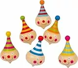 small foot Kreisel Clown im 6er Set, aus Massivholz mit farbenfrohem Clownsgesicht, Motorikspielzeug, 6138 Toys, 5 x 3,5 x 3,5 cm