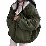 Generisch Damen Wintermantel Auf Beiden Seiten Parka mit Fell Kapuze Warm Fleece Gefütterter Doppelseitige Plüsch und dick Winterjacke Outdoorjacke Puffit Damen Winter Jacke