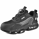 JACKSHIBO Sicherheitsschuhe Herren Arbeitsschuhe Damen Leicht Sportlich Drehknopf Schnürsenkel Stahlkappenschuhe Atmungsaktiv mit Stahlkappe