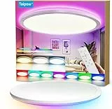 Taipow Led Deckenleuchte RGB Farbwechsel, Deckenlampe Dimmbar mit Fernbedienung 24W Rund 3000K-6500K für Küche Jugendzimmer Schlafzimmer Badezimmer Wohnzimmer Kinderzimmer - Ø30cm