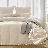 ATsense Bettwäsche 135x200 Baumwolle Gestreift - 4teilig Bettwäsche-Sets Beige, Öko-Tex Zertifiziert Hypoallergen Atmungsaktiv, 2 Bettbezug 135x200 und 2 Kissenbezüge 80x80