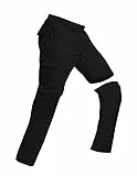 BondiTrekk Outdoor Wanderhose für Herren Zip-Off-Wanderhose-Abnehmbar-Trekkinghose, Atmungsaktiv Outdoorhose Arbeit Hosen Schnell Trockend Sommer Funktionshose Mit 6 Taschen Schwarz XL