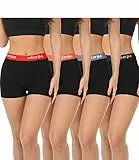 wirarpa Damen Panties Boxershorts Radlerhose Damen Kurze Baumwolle Hosen unter Kleid 3' Schrittlänge Schwarz 4er Pack Größe L